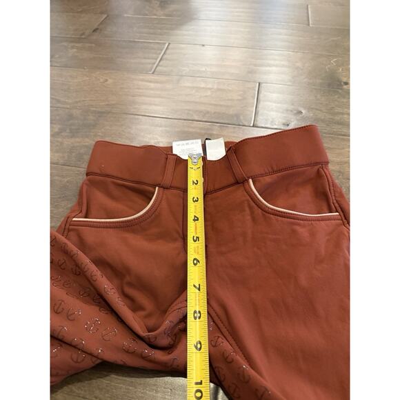Halter Ego Women Red Brown Equestrian Breeches Grip Riding Stretch Pants Size 24 - Picture 9 of 10
